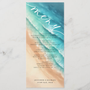 Menu Elegante Aquarela Praia Oceânica