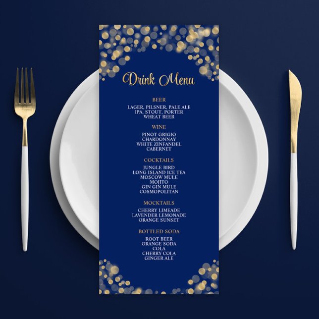 Menu Elegante Blue e Dourado Drink do Marinho (Criador carregado)