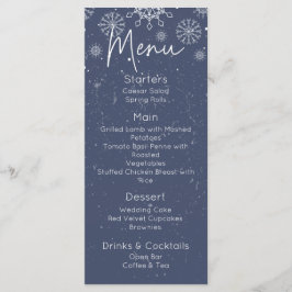 Menu Elegante Blue Snowflake Winter Themed WedeMenu