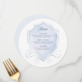 Menu Elegante Blue Watercolor Round