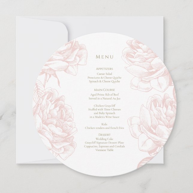 Menu Elegante Blush and gold rosa Circle (Frente)