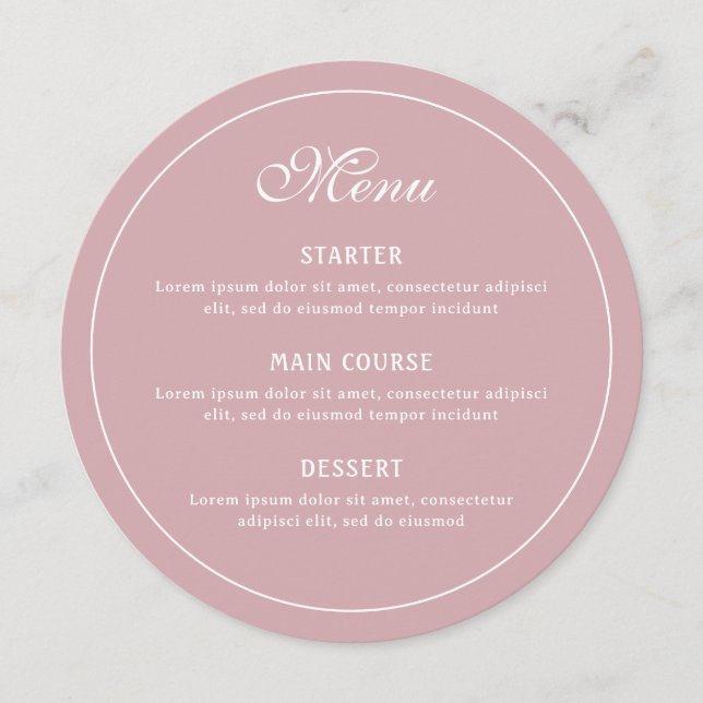 Menu Elegante Blush Round (Frente)