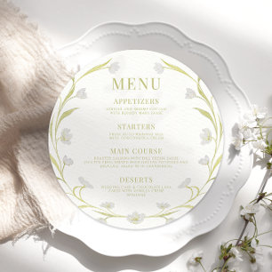 Menu Elegante Boho Tulips Floral Wedding Round Flat Men
