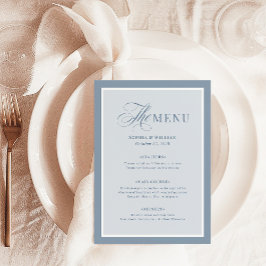 Menu Elegante Borda Azul Empoeirado | Luxo Clássico
