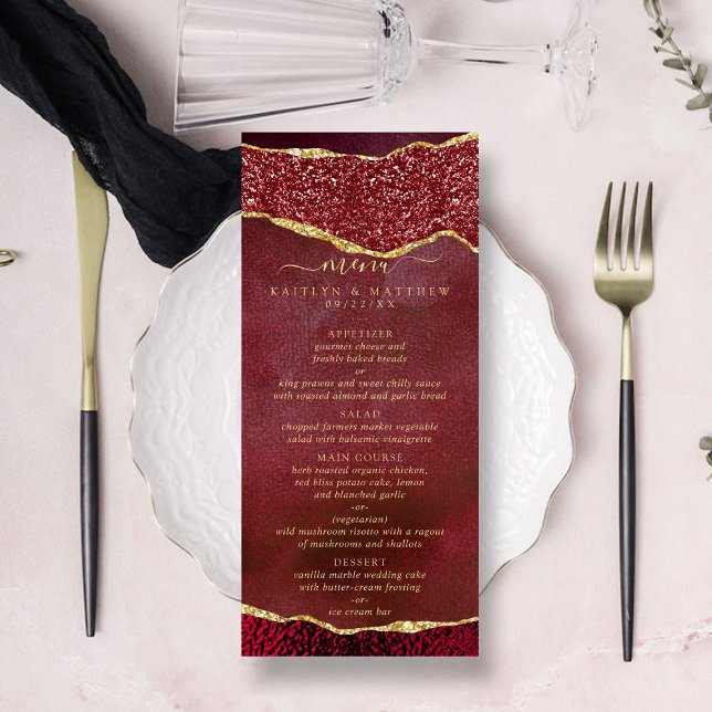 Menu Elegante Burgundy e Dourado Casamento Agata (Criador carregado)