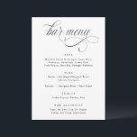 Menu Elegante Caligrafia Bar de Casamento de Luxo<br><div class="desc">Menu Bar de Casamento de Luxo: Este elegante menu de bar de recepção de casamento de caligrafia é perfeito para um sofisticado casamento clássico. Veja todos os produtos correspondentes abaixo.</div>