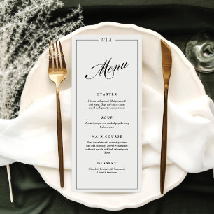 Menu Elegante Caligrafia Monograma Jantar de Casamento