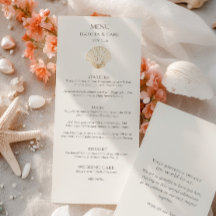 Elegante Cardápio de Casamento de Dupla Face Creme