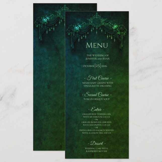 Menu Elegante cardápio de casamento de Halloween gótico (Frente/Verso)