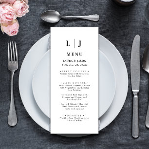 Menu Elegante Cardápio de Casamento Minimalista Preto e