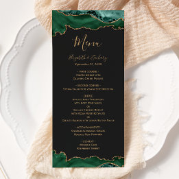 Menu Elegante Casamento Dourado de Agate Verde Emerald