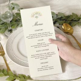 Menu Elegante Casamento Floral Rococó em Aquarela