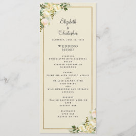 Menu Elegante Casamento Floral Rosa Dourado Frame Eggsh