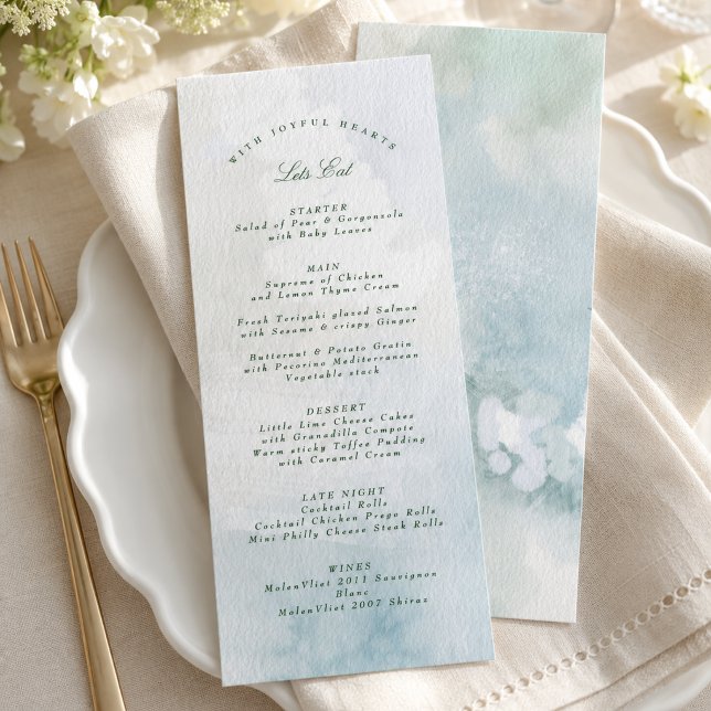 Menu Elegante Casamento Paisagem Aquarela (Criador carregado)