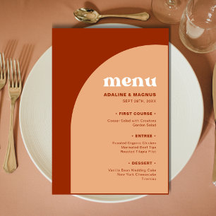 Menu Elegante Chic Amarelo Terracota Arco Boho Casament