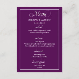 Menu Elegante Classe Simples Cardápio de Casamento Roxo