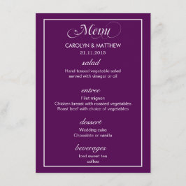 Menu Elegante Clássico Simples Cardápio de Casamento Ro