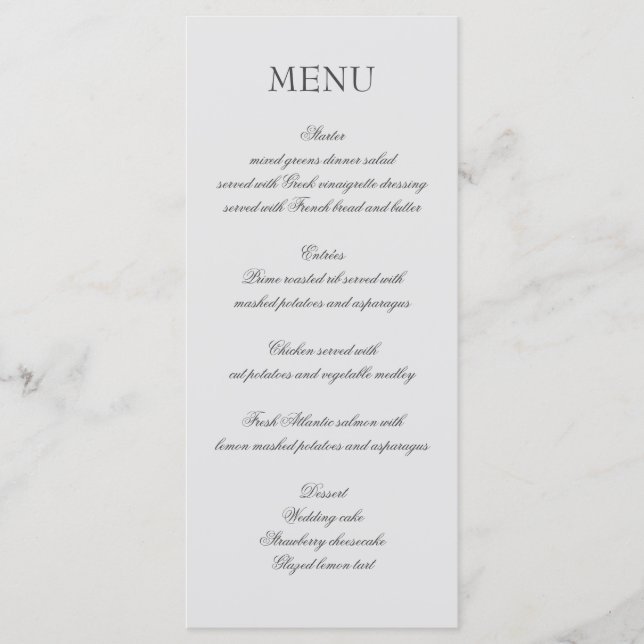 Menu Elegante com texto com script (Frente)