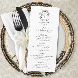 Menu Elegante Crista Monograma Casamento Barroco