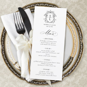 Menu Elegante Crista Monograma Casamento Barroco