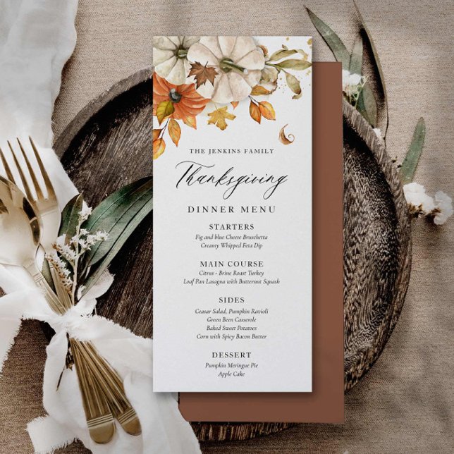 Menu Elegante de Ação de Graças da Abóbora (Criador carregado)