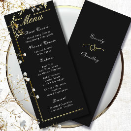 Menu Elegante de Script Branco de Quadro Dourado P
