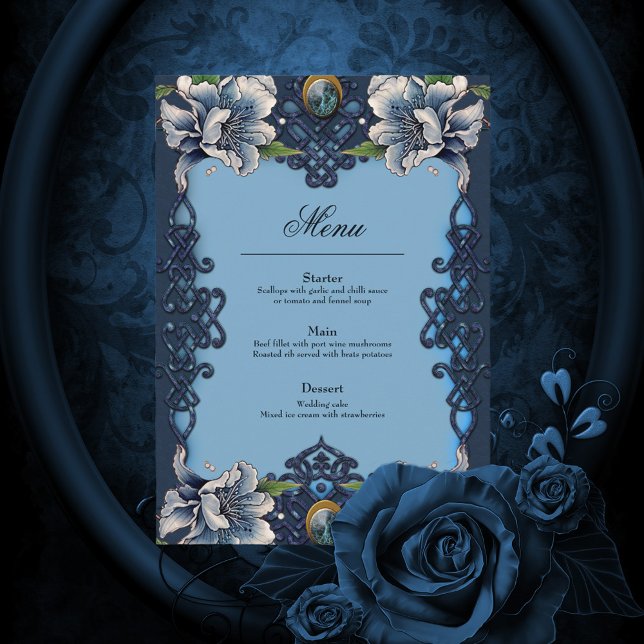 Menu Elegante design celta azul (Blu celtic design)
