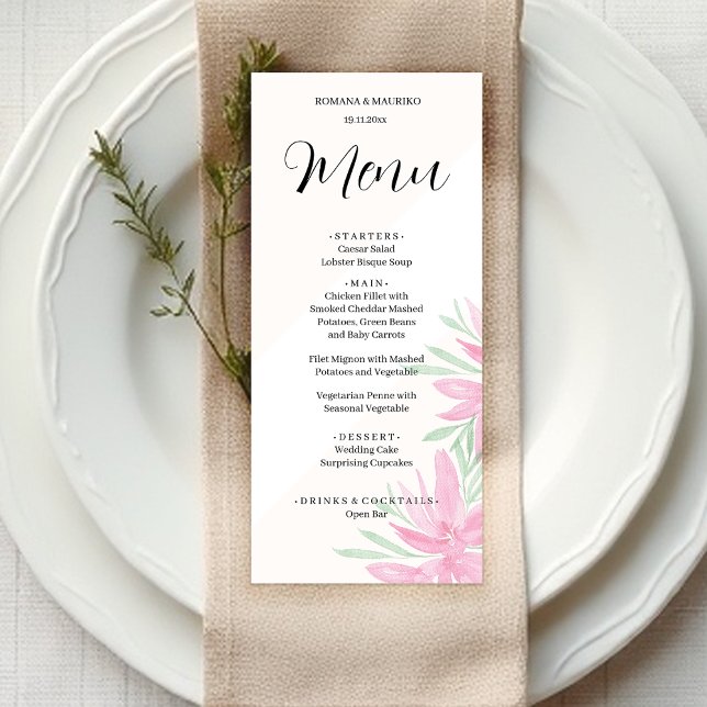 Menu Elegante Divino Floral Aquarela Pintado à Mão (Criador carregado)