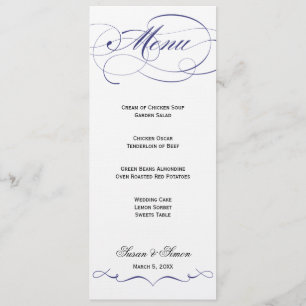 Menu elegante do casamento do roteiro - marinho