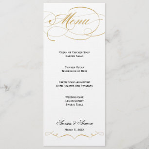 Menu elegante do casamento do roteiro - ouro