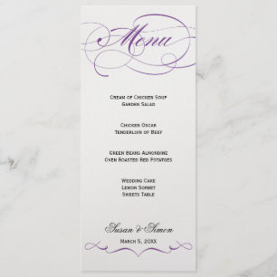 Menu elegante do casamento do roteiro - roxo