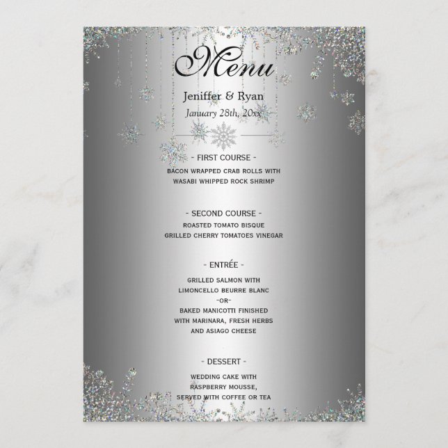 Menu elegante do casamento no inverno (Frente)