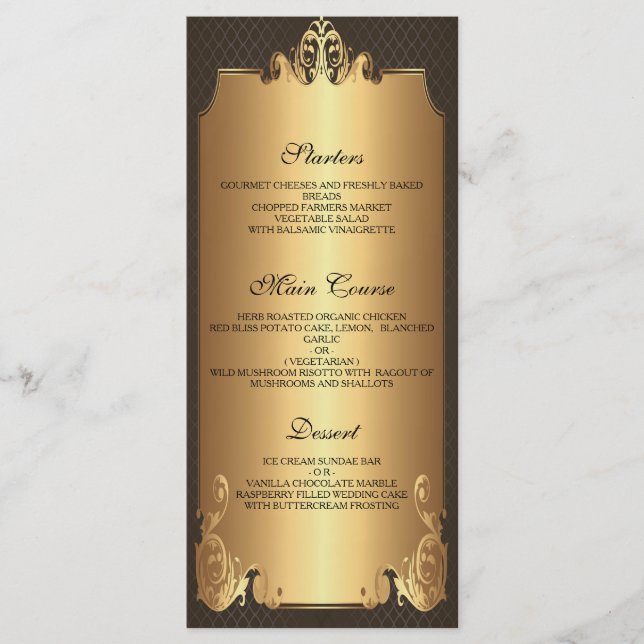 Menu Elegante do casamento vintage (Frente)