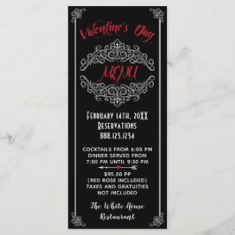 Menu Elegante do Dia de os namorados