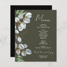 Menu Elegante do Elegante Eucalyptus Greenery
