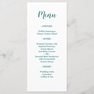 Menu Elegante doce significado ao comensal de casamento