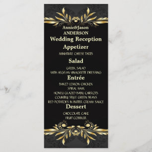 Menu Elegante Dourado de Recepção de casamento Reg