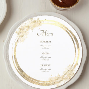 Menu elegante dourado faux