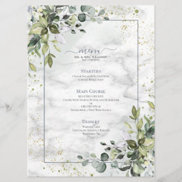 Menu Elegante Dusty Blue Eucalyptus Greenery Marble