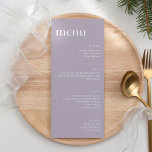 Menu Elegante Dusty Lilac Art Deco Janto Alto<br><div class="desc">Menu de Janto de Altura de Casamento da Arte Elegante Minimalista em Dusty Lilac</div>