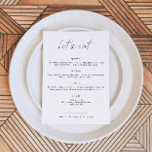 Menu Elegante Elegante Vamos de Casamento Minimalista n<br><div class="desc">Este menu apresenta um design moderno minimalista e uma elegante fonte manuscrita. Use esta modelo para editar as fontes, a cor da fonte e a cor do plano de fundo para atender às suas necessidades de eventos. Este menu faz a adição perfeita ao seu chá de fraldas simples, minimalista, elegante...</div>