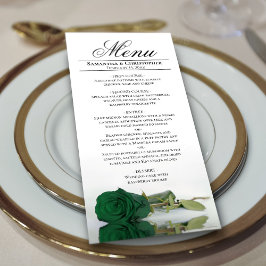 Menu Elegante Emerald Green Rosa Reflexões Casamento