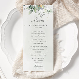 Menu Elegante Eucalyptus Deixa Casamento Dourado Verde