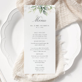 Menu Elegante Eucalyptus Deixa Casamento Dourado Verde