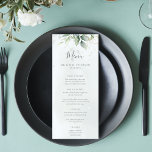 Menu Elegante Eucalyptus Deixa Casamento Dourado Verde<br><div class="desc">Lindos cartões de cardápio de casamento com aquarela eucalipto e folhas de ouro.</div>