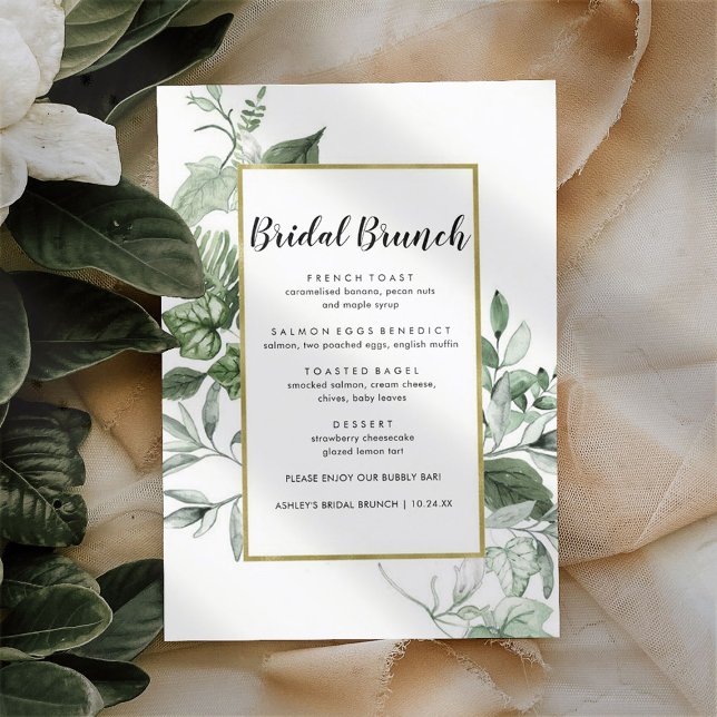 Menu Elegante Eucalyptus Floral Bridal Brunch (Criador carregado)