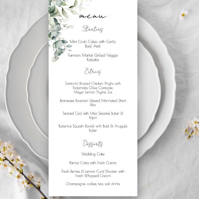 Menu Elegante Eucalyptus Greenery (Criador carregado)