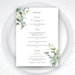 Menu Elegante Eucalyptus Greenery