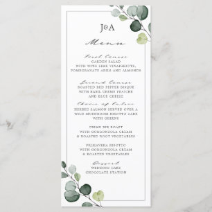 Menu Elegante Eucalyptus Greenery Quatro Curso