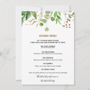 Menu Elegante Eucalyptus Leaf Greenery Kissing